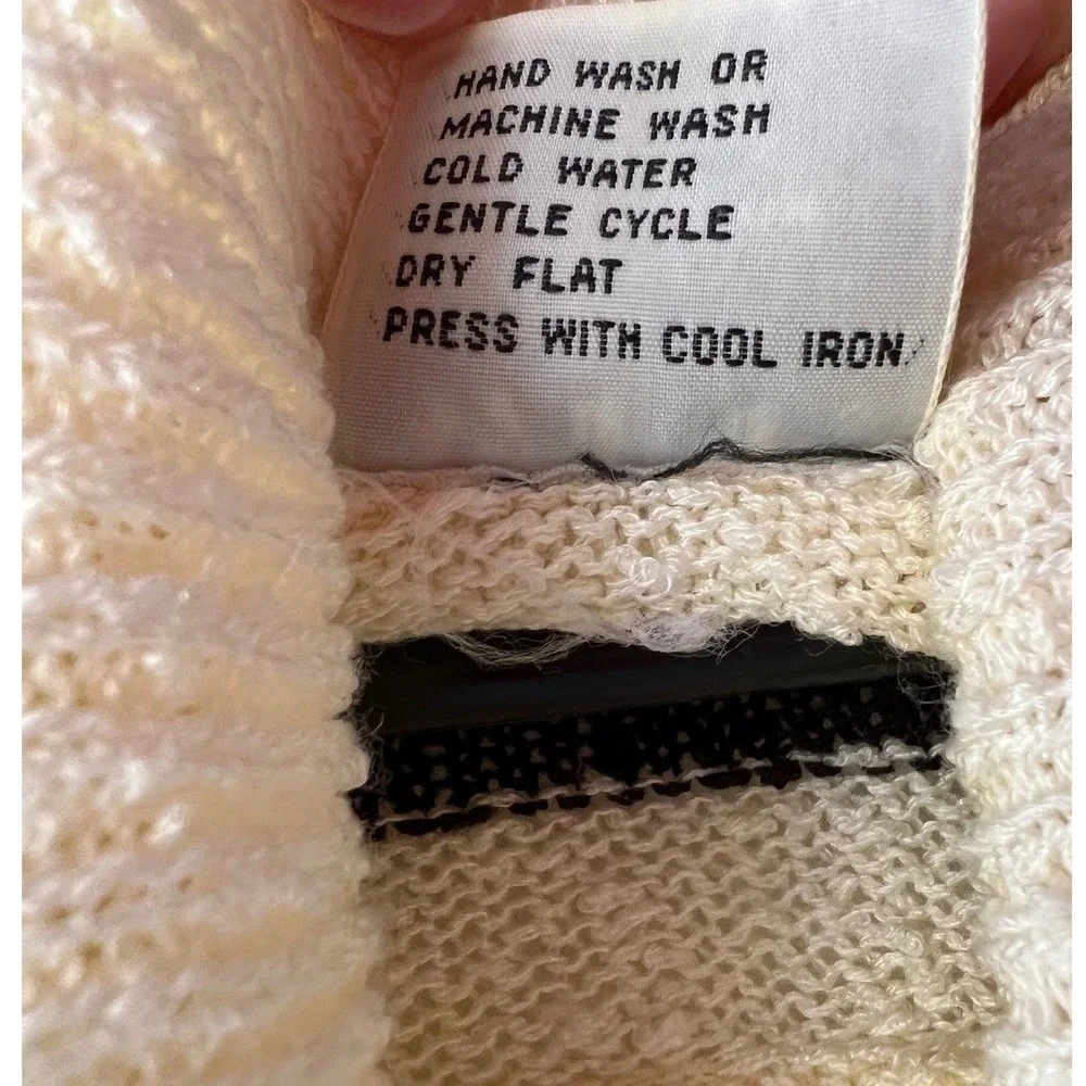 West Coast Connection Vintage Womens Striped Turtleneck Sweater Cream Gold‎ M
